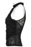 Pleated Halter Neck Top with Decorative Lace Detailing