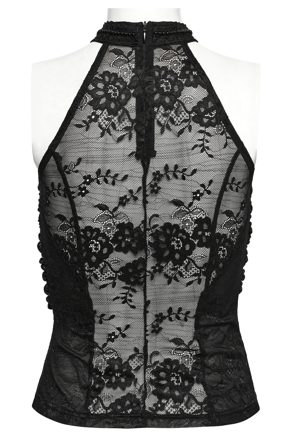 Pleated Halter Neck Top with Decorative Lace Detailing