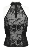 Pleated Halter Neck Top with Decorative Lace Detailing