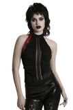 Pleated Halter Neck Top with Decorative Lace Detailing