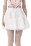 Pleated Mini Skirt with Pink Bows - Sweet Lolita Style