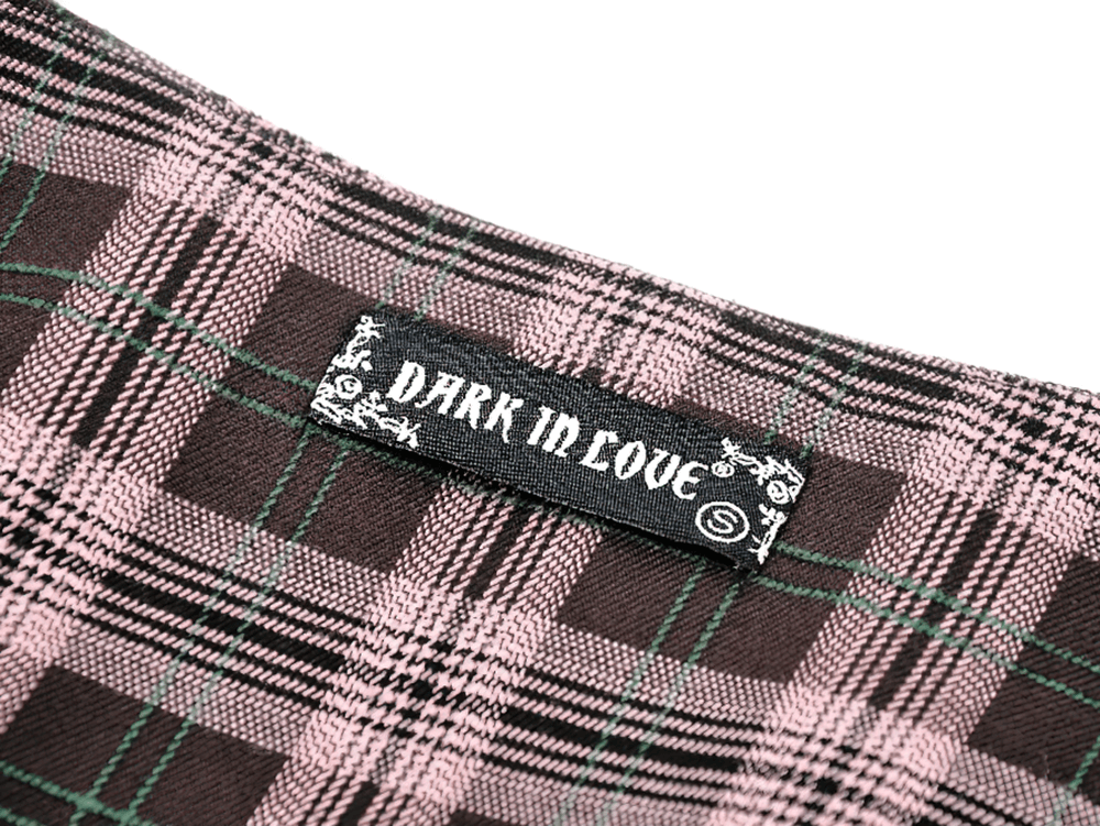 Pleated Plaid Mini Skirt with Edgy Studded Waist Belt