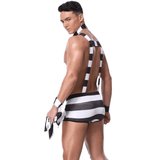 Prisoner Costume for Male / Black and White Aparel for Sex Game