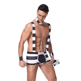 Prisoner Costume for Male / Black and White Aparel for Sex Game