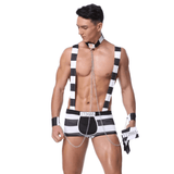 Prisoner Costume for Male / Black and White Aparel for Sex Game