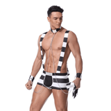 Prisoner Costume for Male / Black and White Aparel for Sex Game