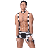 Prisoner Costume for Male / Black and White Aparel for Sex Game