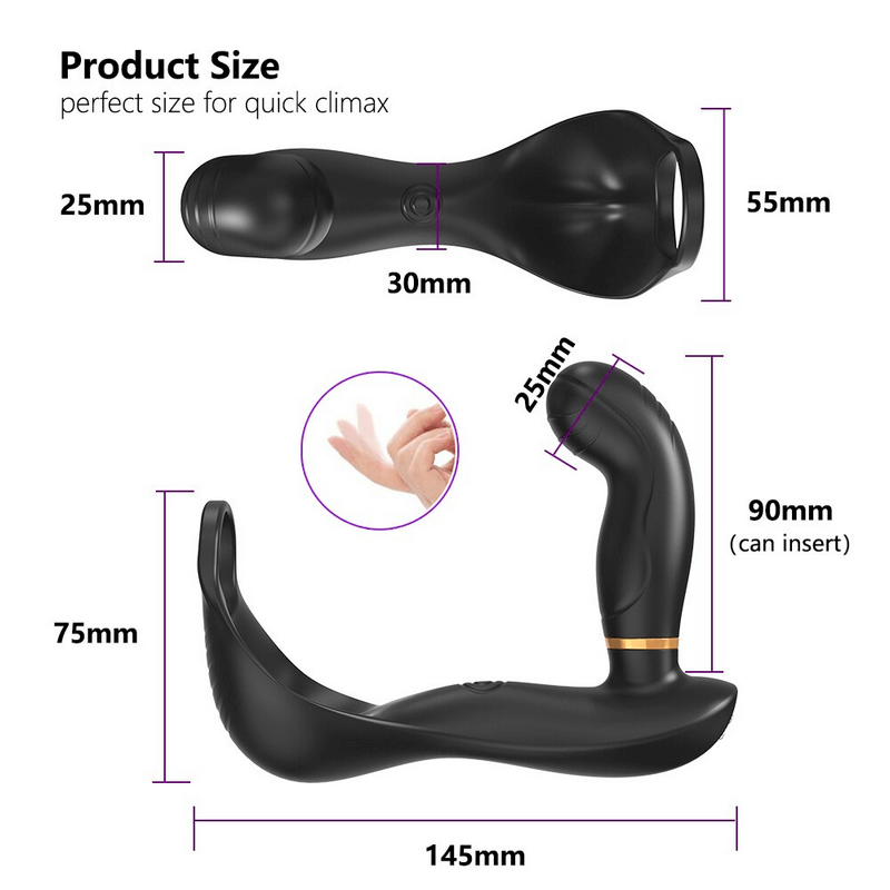 Prostate Massager for Men / Male Butt Vibrator with Cock Ring and Scrotum Pouch / Adult Sex Toys - EVE's SECRETS