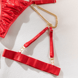 PU Leather Lingerie With Chain / Exotic Sexy Panty / Women's Intimate Push Up Bra - EVE's SECRETS