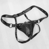 PU Leather Men's Underwear / Sexy Black Lingerie with Rivet - EVE's SECRETS