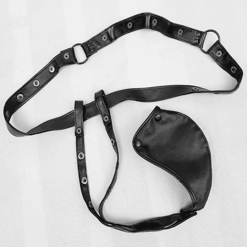 PU Leather Men's Underwear / Sexy Black Lingerie with Rivet - EVE's SECRETS