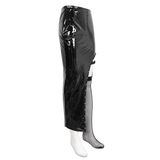 Punk Asymmetric Patent Leather Skirt with Mesh Stockings