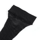 Punk Asymmetric Patent Leather Skirt with Mesh Stockings