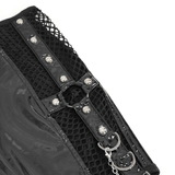 Punk Asymmetric Patent Leather Skirt with Mesh Stockings