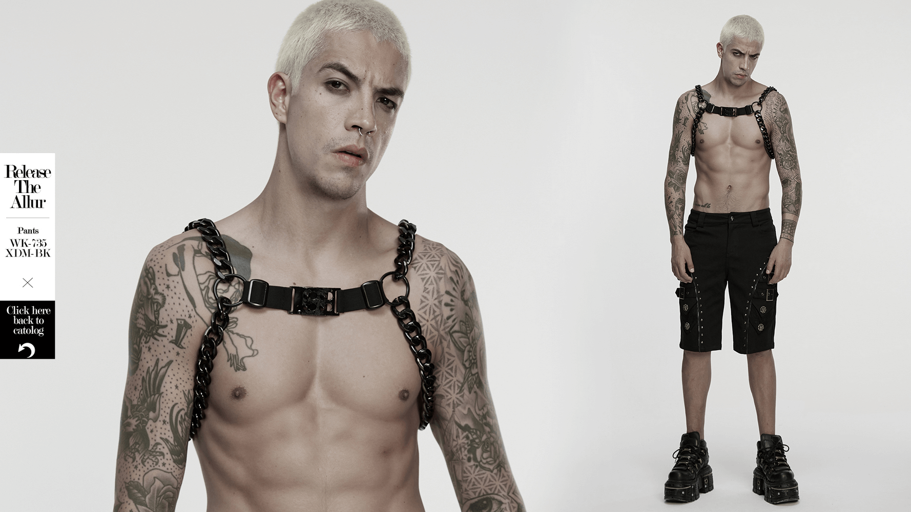 Punk Body Chain Harness with Adjustable Steel Buckle