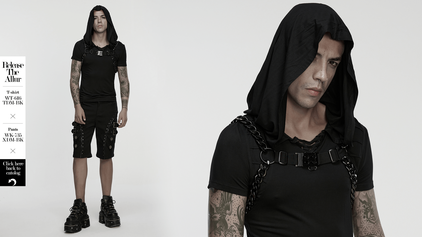 Punk Body Chain Harness with Adjustable Steel Buckle