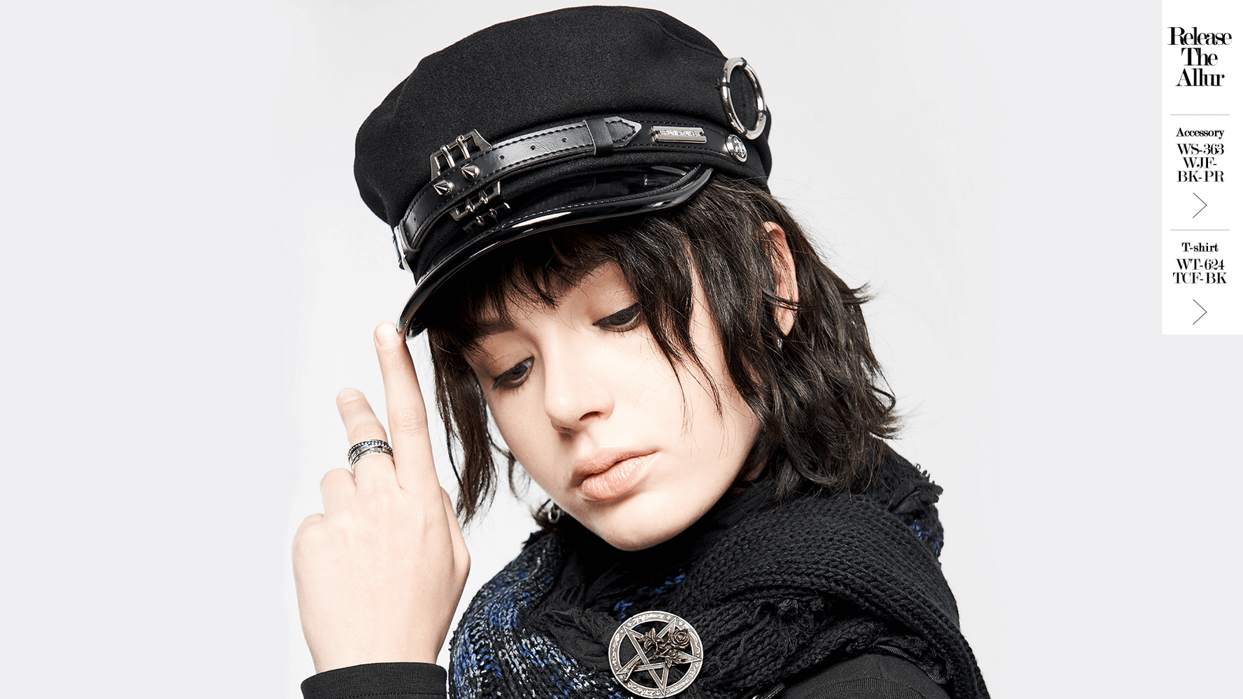 Punk Cap with PU Brim and Metal Embellishments