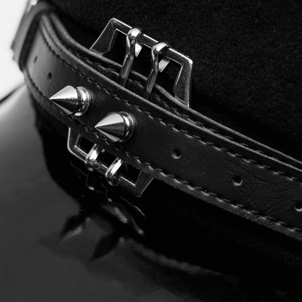 Punk Cap with PU Brim and Metal Embellishments