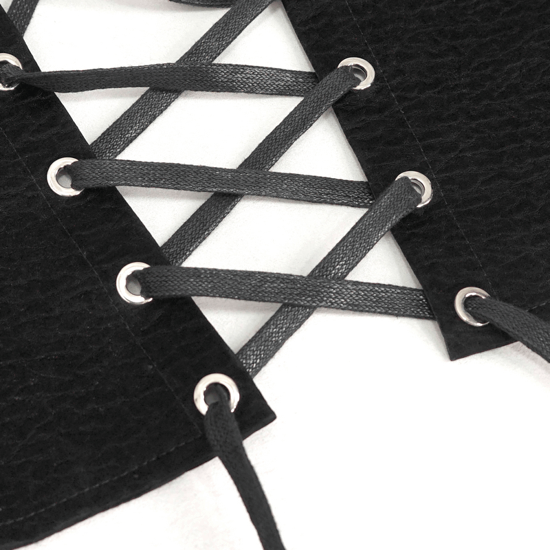 Punk Corset Top with Front Zipper and Lace-Up Back