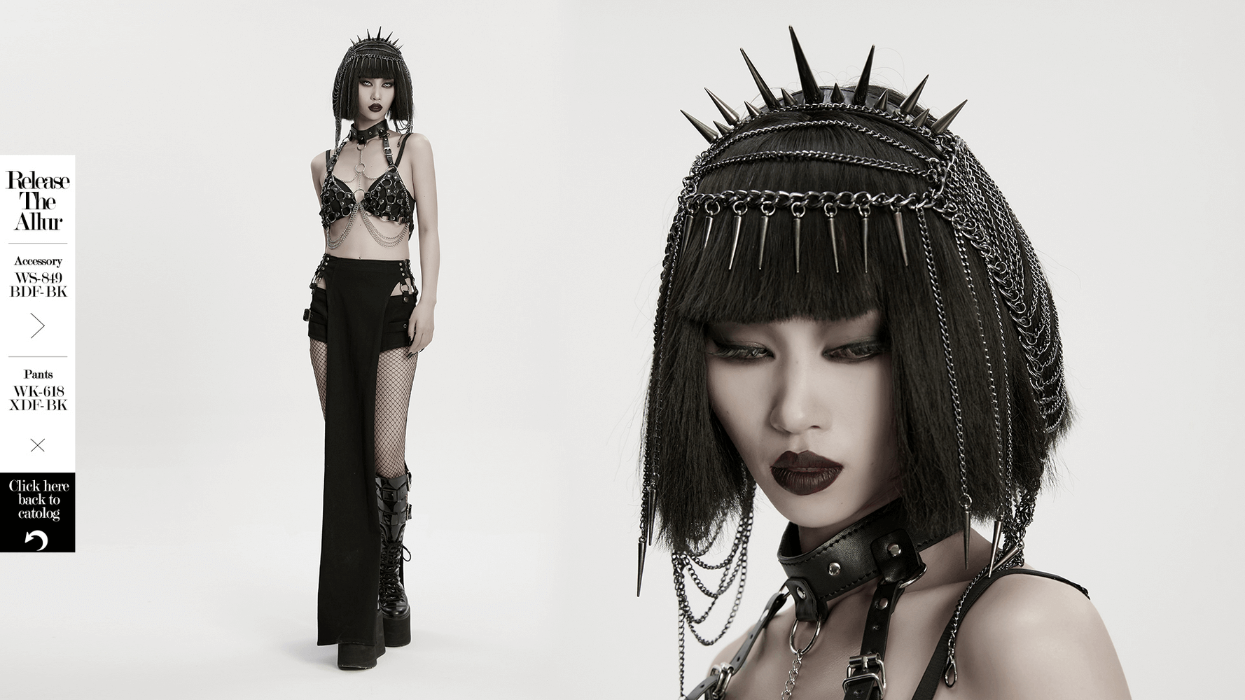 Punk Gothic Chain Headpiece with Spiked Thorn Motif