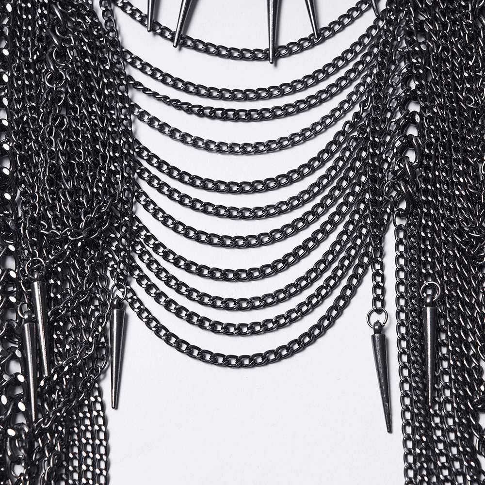 Punk Gothic Chain Headpiece with Spiked Thorn Motif