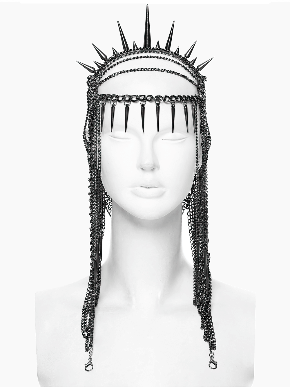 Punk Gothic Chain Headpiece with Spiked Thorn Motif