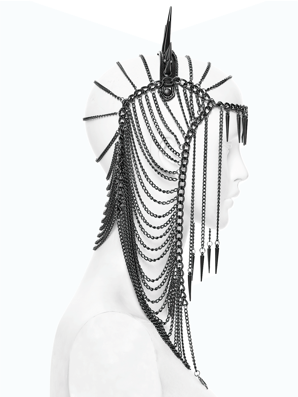 Punk Gothic Chain Headpiece with Spiked Thorn Motif