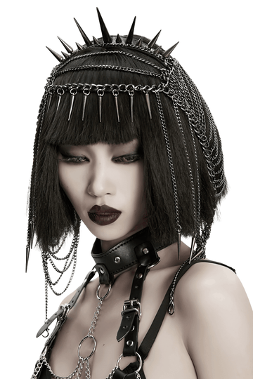 Punk Gothic Chain Headpiece with Spiked Thorn Motif