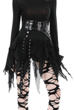 Punk Gothic Mini Skirt featuring Fishnet and Fringe Details