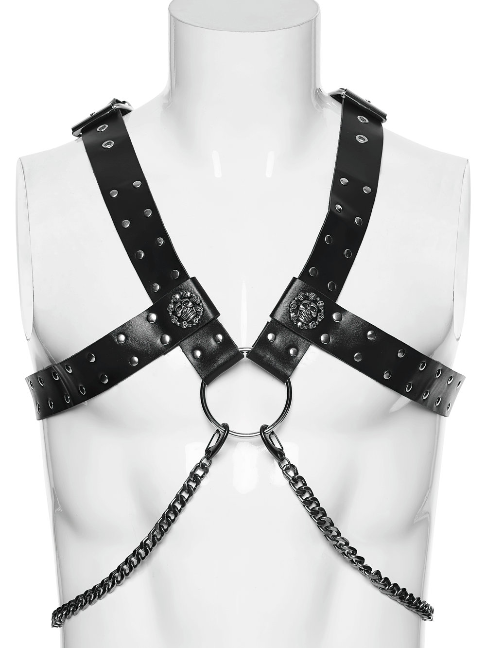 Punk Gothic PU Leather Body Harness with Metal Chains