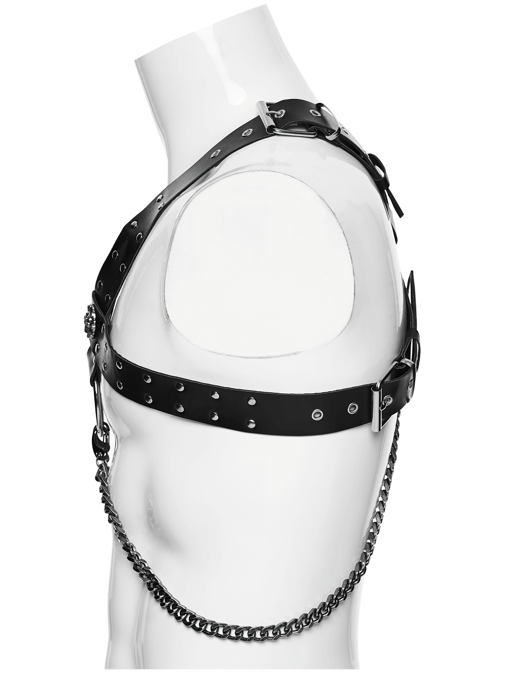 Punk Gothic PU Leather Body Harness with Metal Chains
