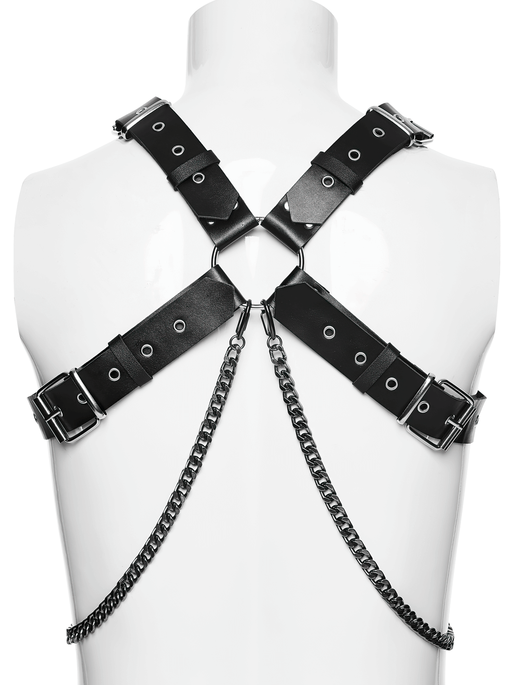 Punk Gothic PU Leather Body Harness with Metal Chains