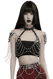 Punk Gothic Sexy Halter Harness with Spikes and Chain Details