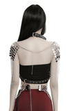 Punk Gothic Sexy Halter Harness with Spikes and Chain Details