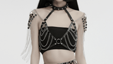 Punk Gothic Sexy Halter Harness with Spikes and Chain Details