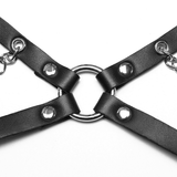 Punk Gothic Sexy Halter Harness with Spikes and Chain Details