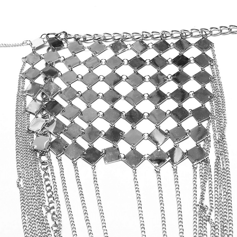 Punk Gothic Sexy Halter Harness with Spikes and Chain Details