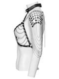 Punk Gothic Sexy Halter Harness with Spikes and Chain Details