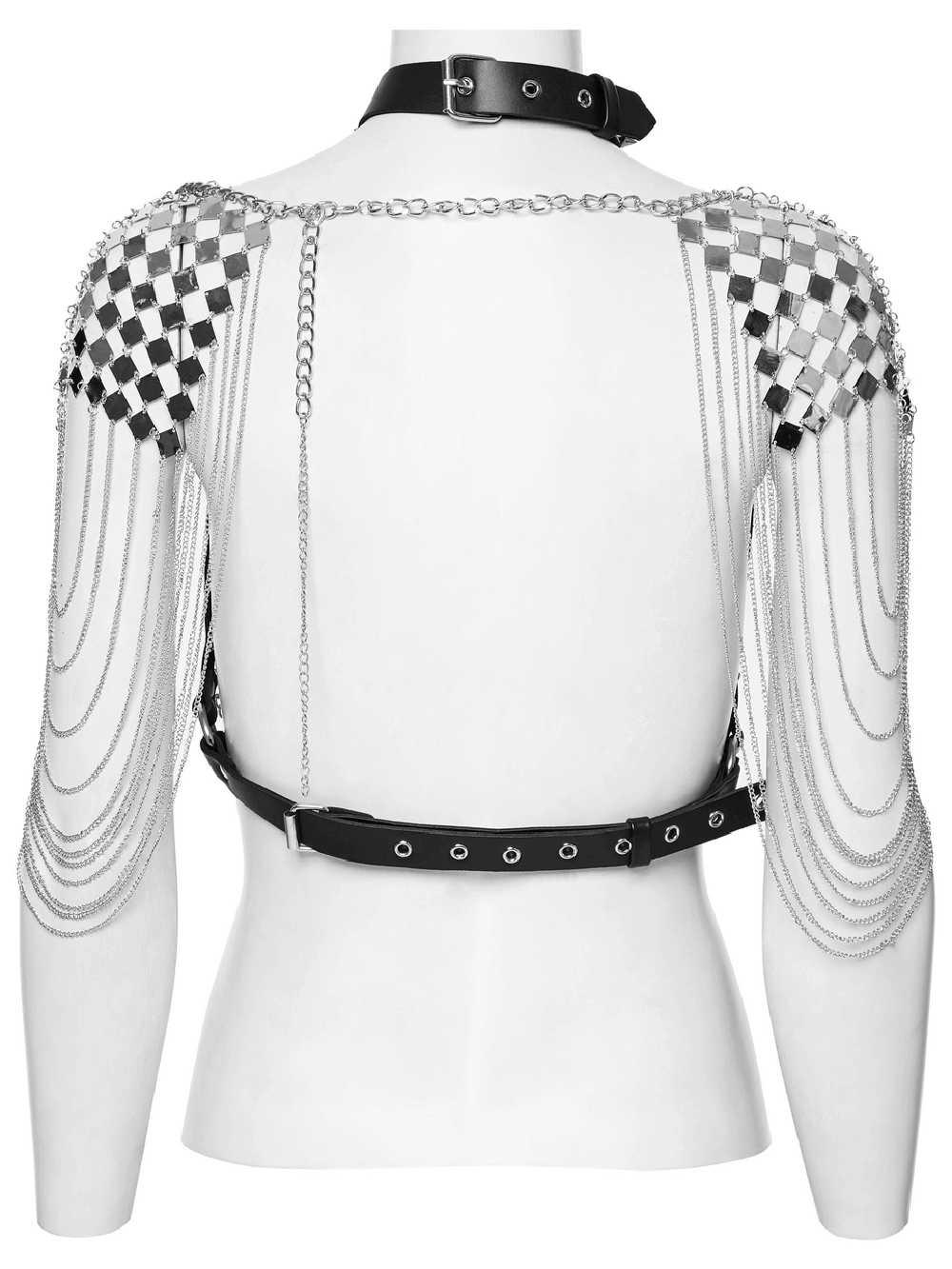 Punk Gothic Sexy Halter Harness with Spikes and Chain Details