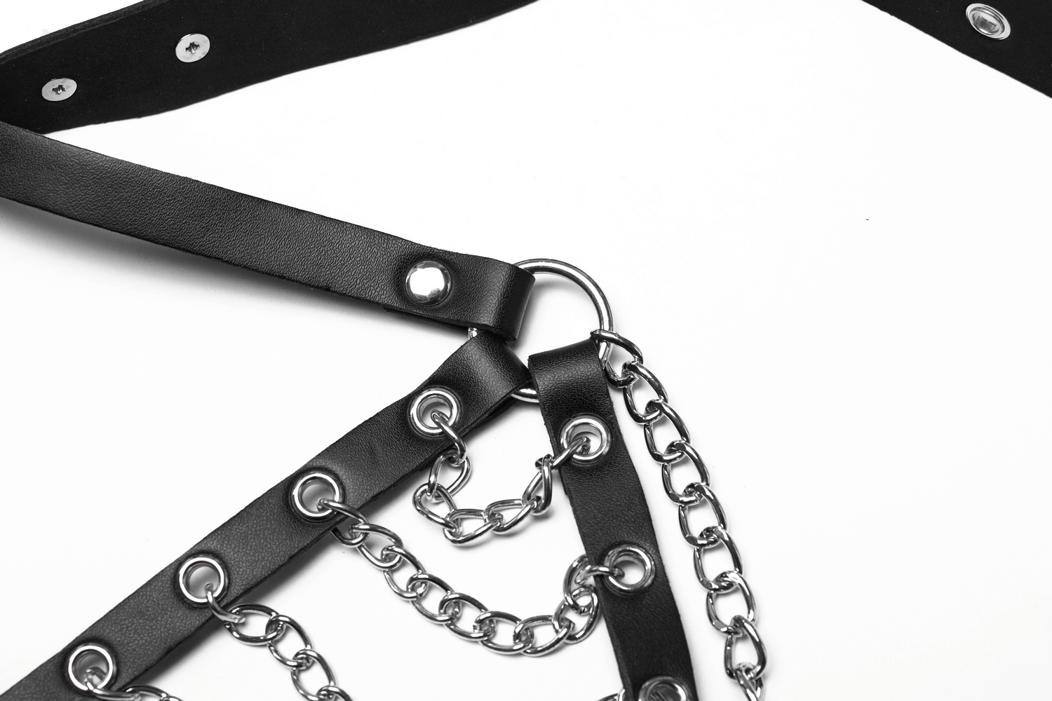 Punk Gothic Sexy Halter Harness with Spikes and Chain Details