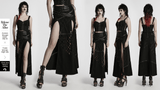 Punk High-Slit Detachable Skirt with Faux Leather Trim