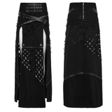 Punk High-Slit Detachable Skirt with Faux Leather Trim