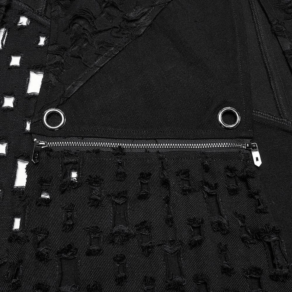 Punk High-Slit Detachable Skirt with Faux Leather Trim