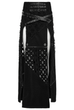 Punk High-Slit Detachable Skirt with Faux Leather Trim