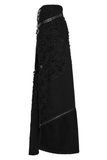 Punk High-Slit Detachable Skirt with Faux Leather Trim