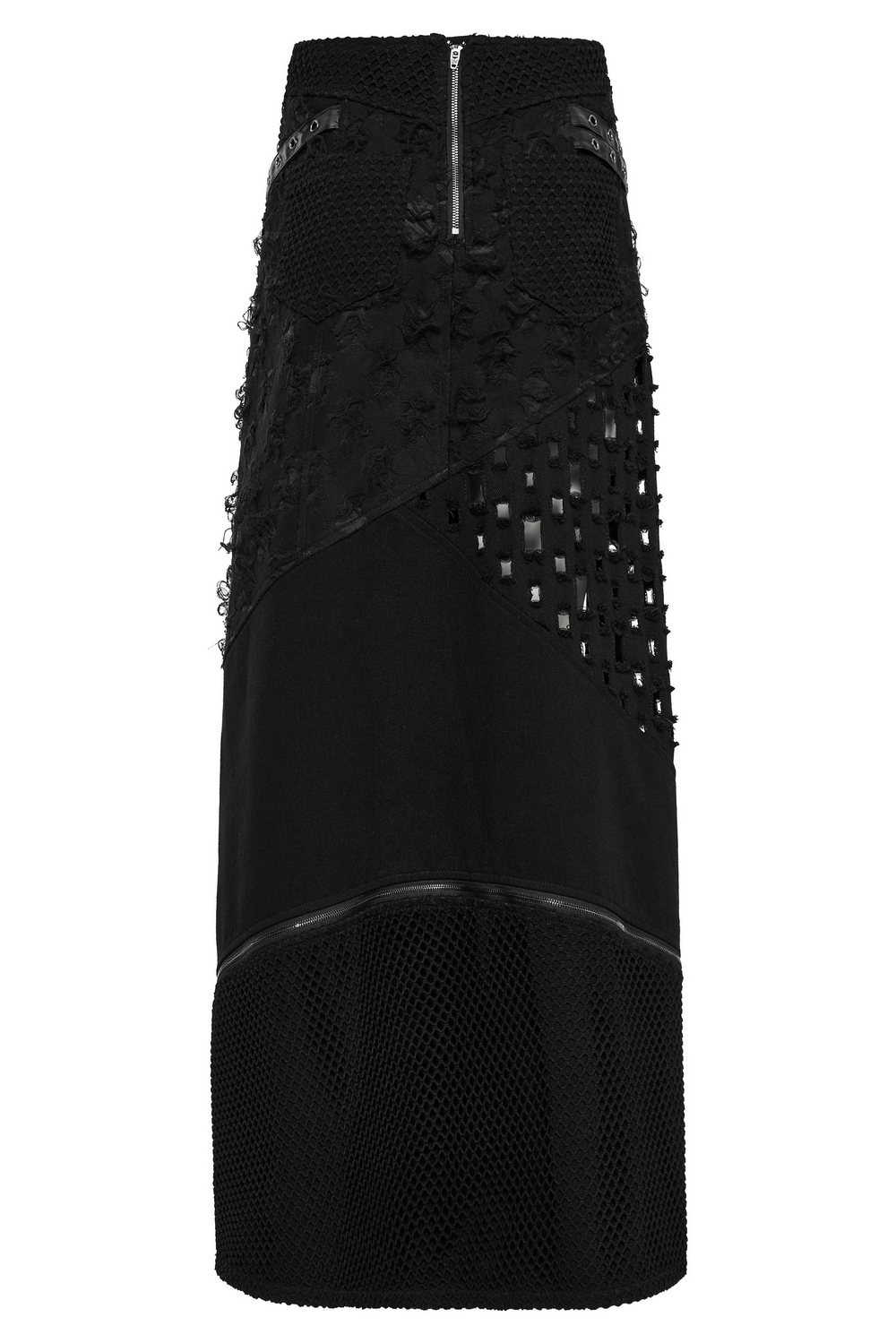 Punk High-Slit Detachable Skirt with Faux Leather Trim