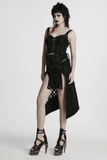 Punk High-Slit Detachable Skirt with Faux Leather Trim