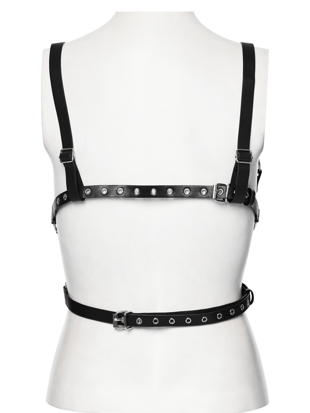 Punk Hollow-Out Leather Crop Top with Strap Detailing