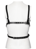 Punk Hollow-Out Leather Crop Top with Strap Detailing