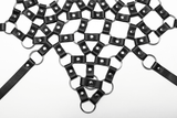 Punk Hollow-Out Leather Crop Top with Strap Detailing